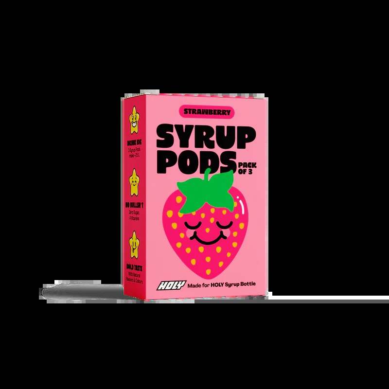 Boîte de Syrup Pods goût fraise, pack de 3 sticks pour bouteille Holy