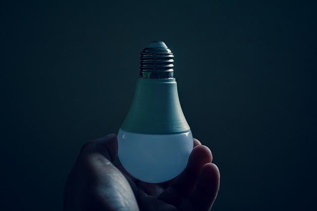 Ampoule LED dépolie tenue en main, culot à vis